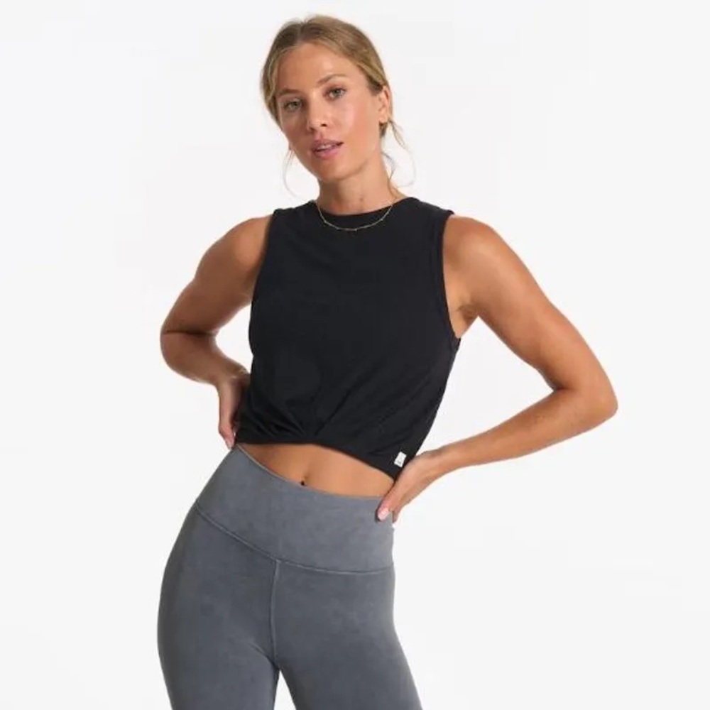Vuori Cove High Neck Tank Black Sleeveless Women's Top